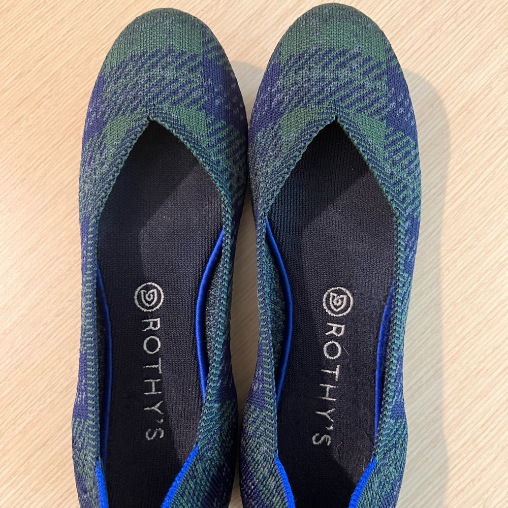 Rothy’s forest tartan flats